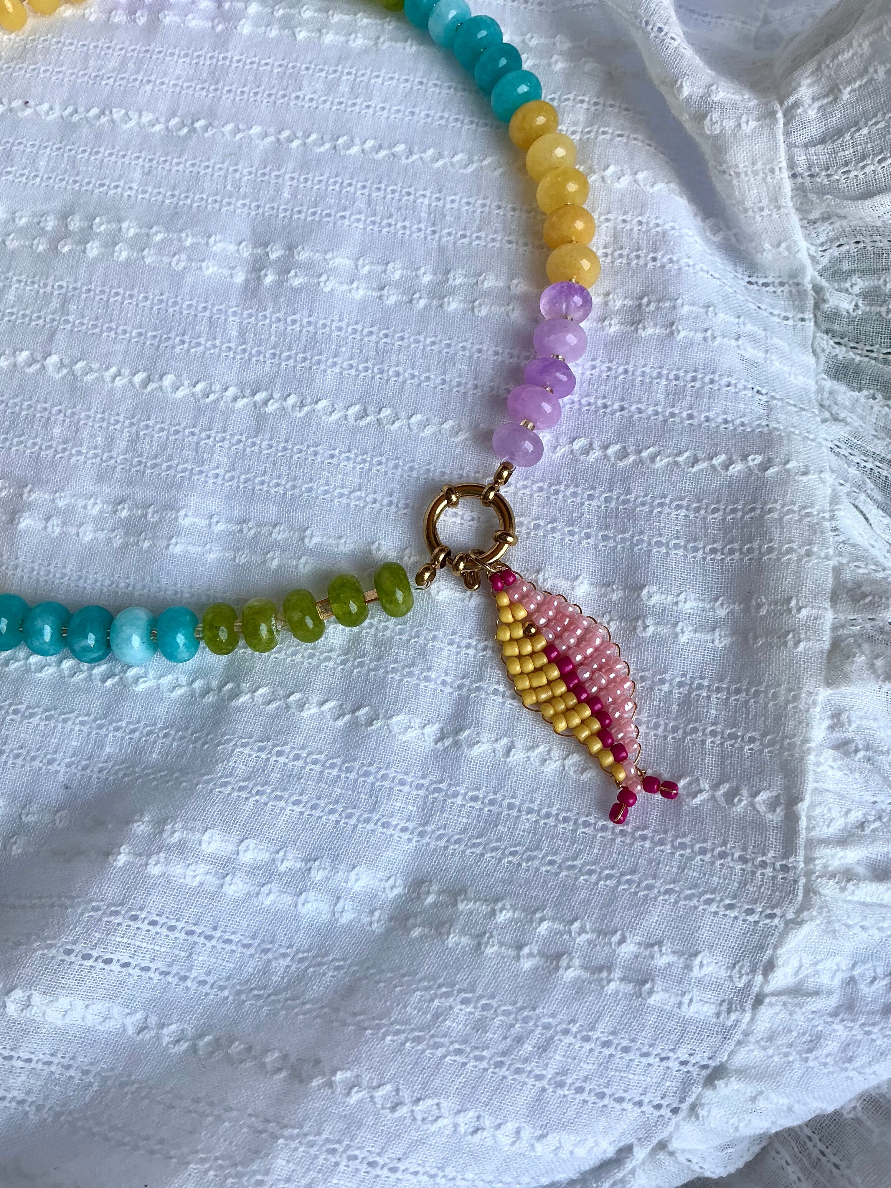 Pink Square Anthias Necklace