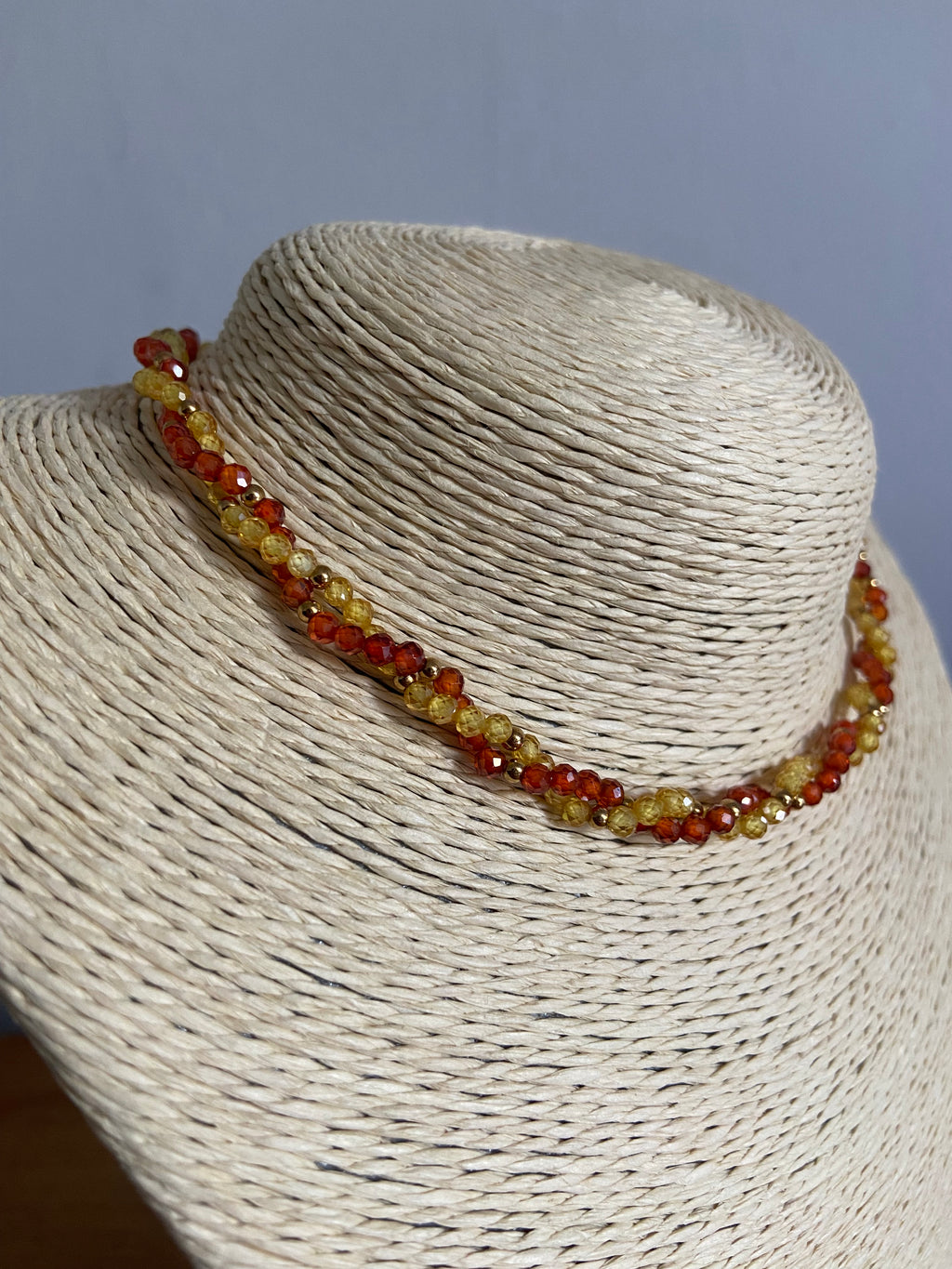 Twisted Zircon Chocker in Amber & Yellow
