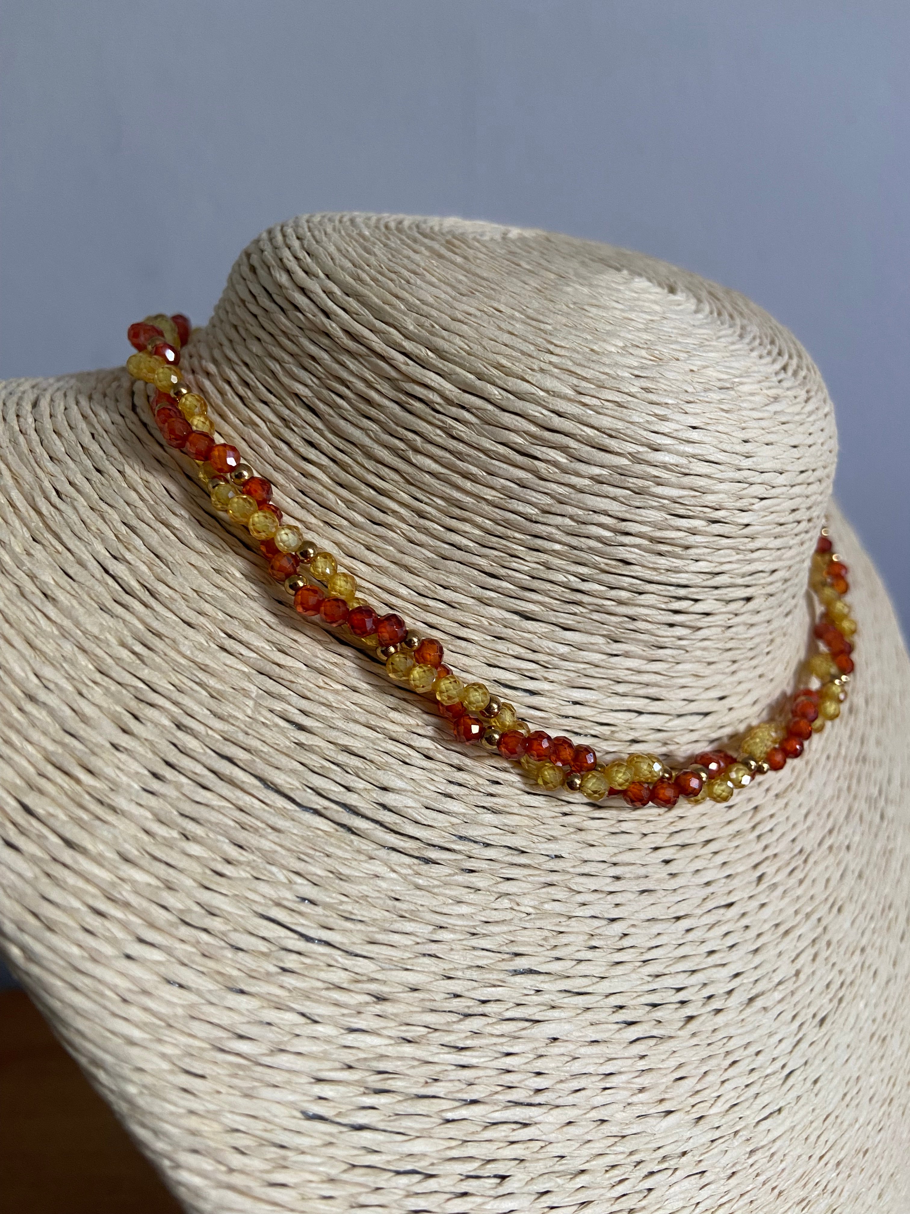 Twisted Zircon Chocker in Amber & Yellow