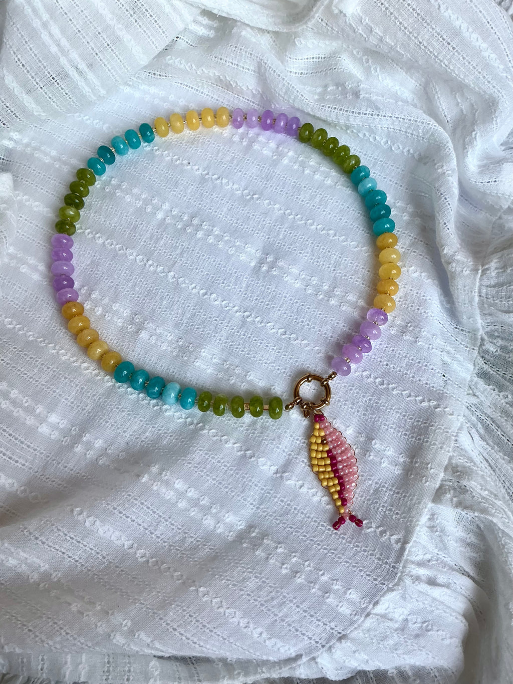 Pink Square Anthias Necklace