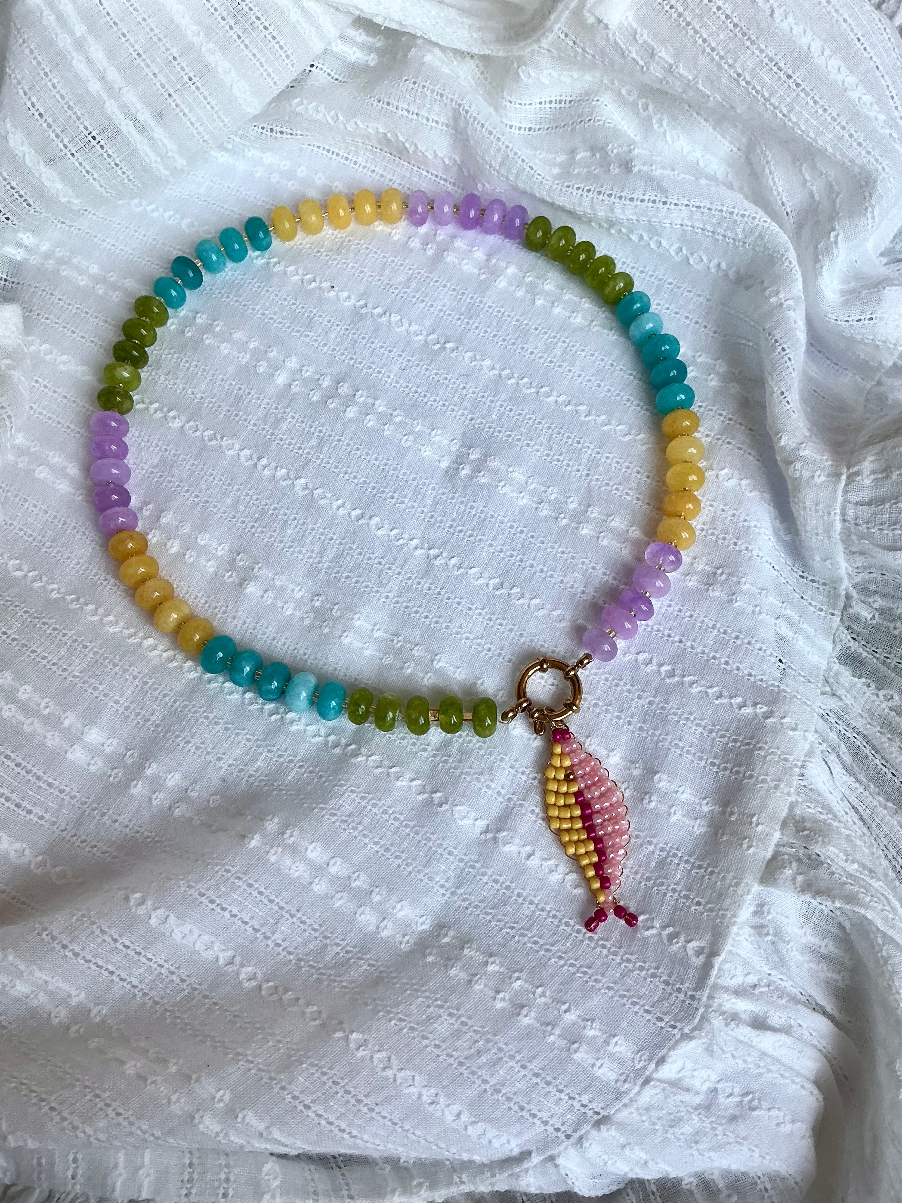 Pink Square Anthias Necklace