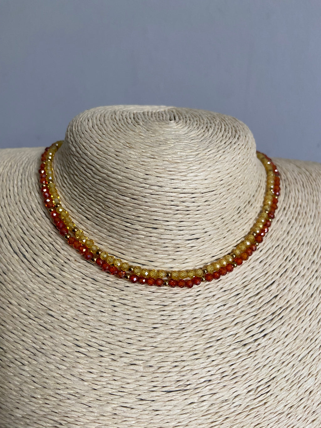 Twisted Zircon Chocker in Amber & Yellow
