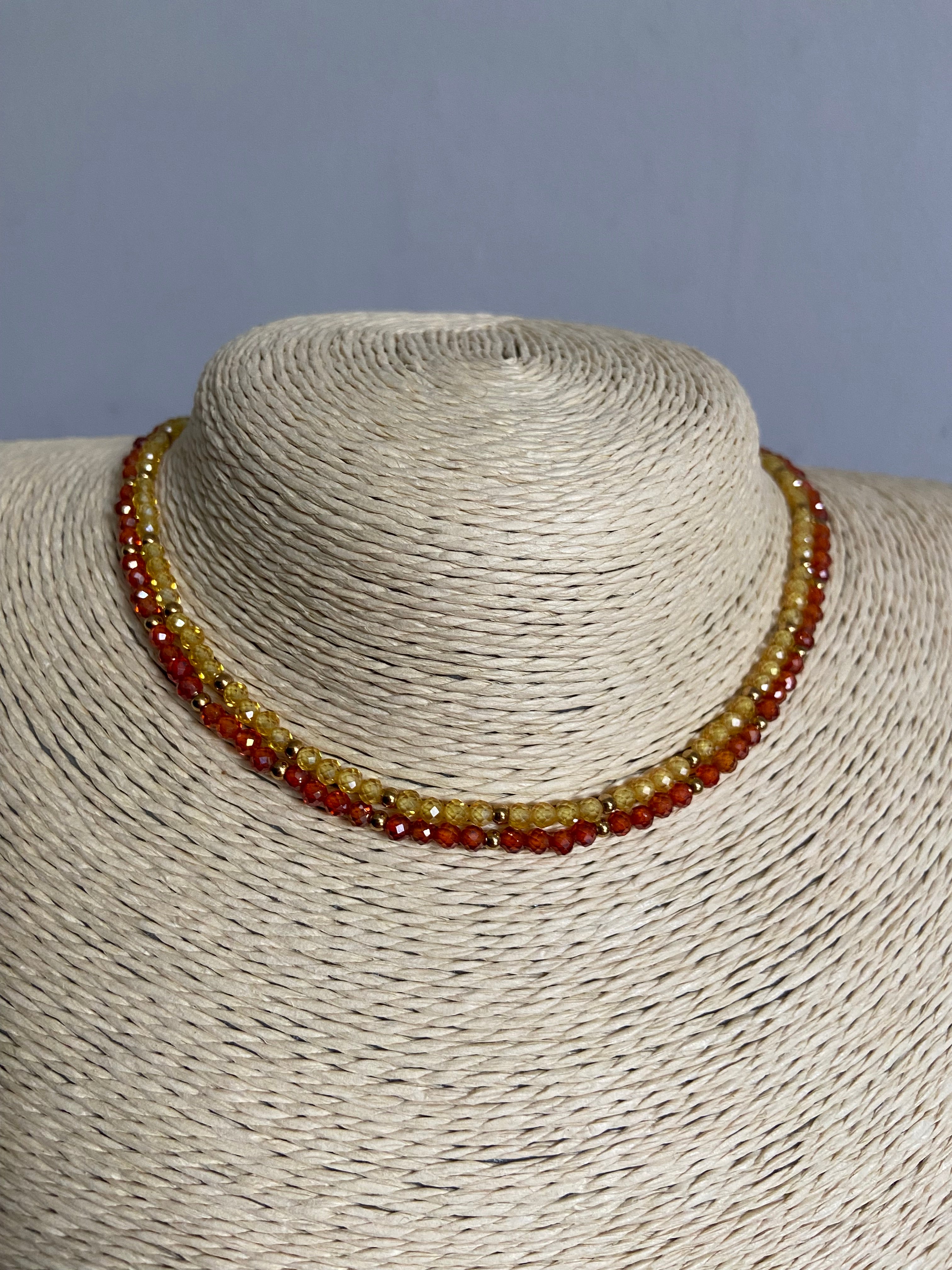 Twisted Zircon Chocker in Amber & Yellow