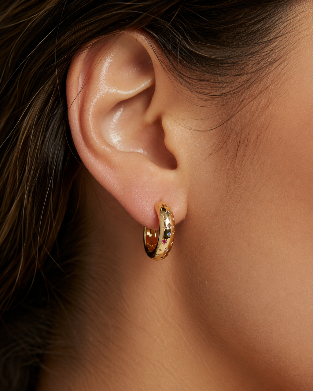 Starry Hoop Earrings