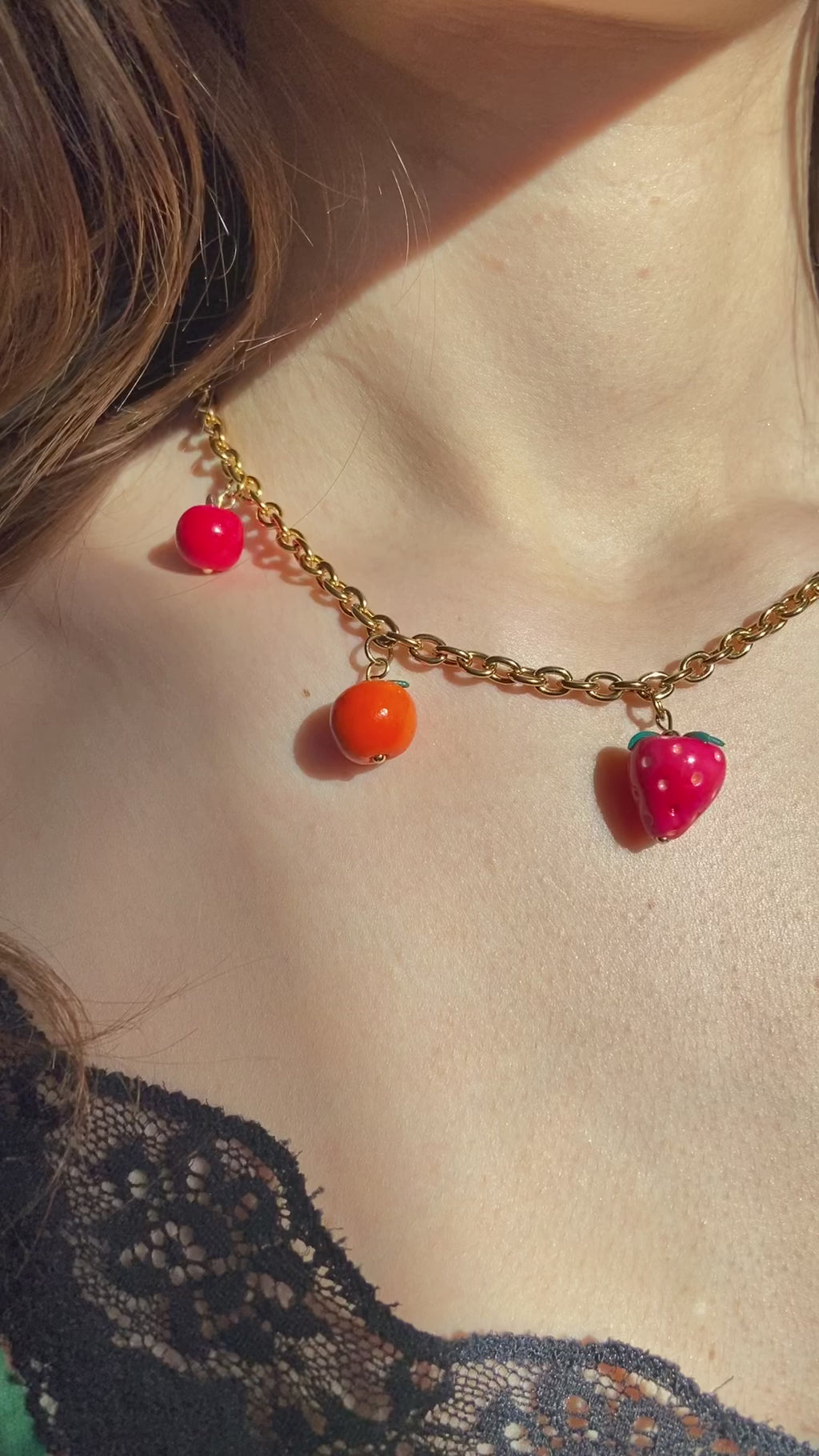 Fruit Salad Necklace (handmade clay charms)